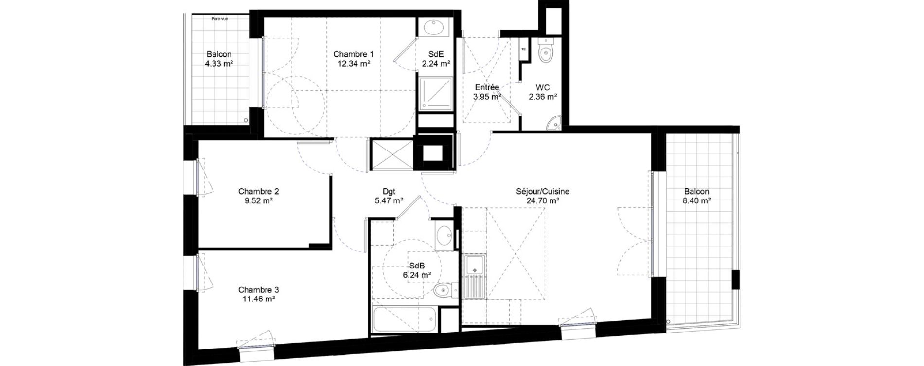 Appartement T4 de 78,28 m2 &agrave; Jouy-Le-Moutier L hautiloise