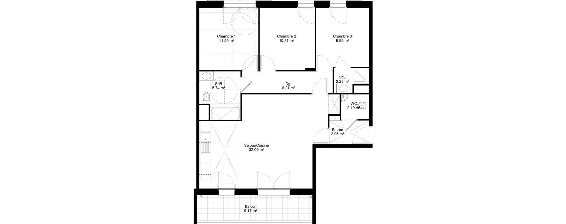 Appartement T4 de 84,85 m2 &agrave; Jouy-Le-Moutier L hautiloise