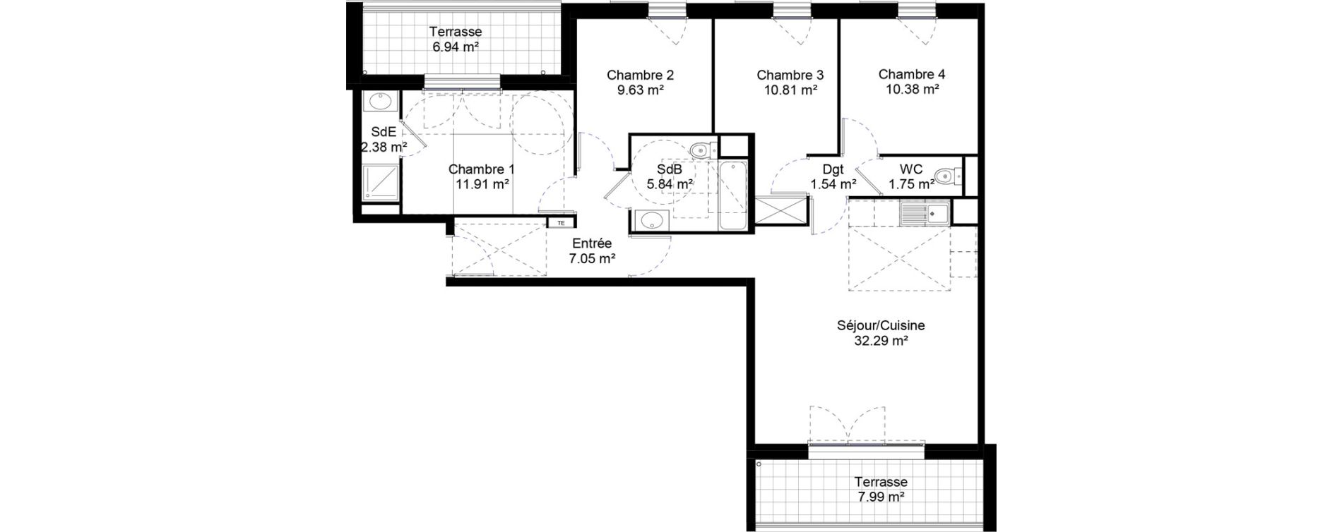 Appartement T5 de 93,58 m2 &agrave; Jouy-Le-Moutier L hautiloise