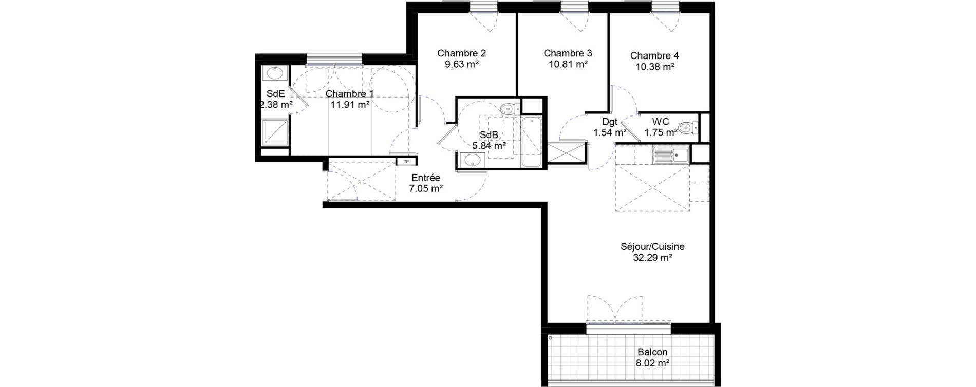 Appartement T5 de 93,58 m2 &agrave; Jouy-Le-Moutier L hautiloise