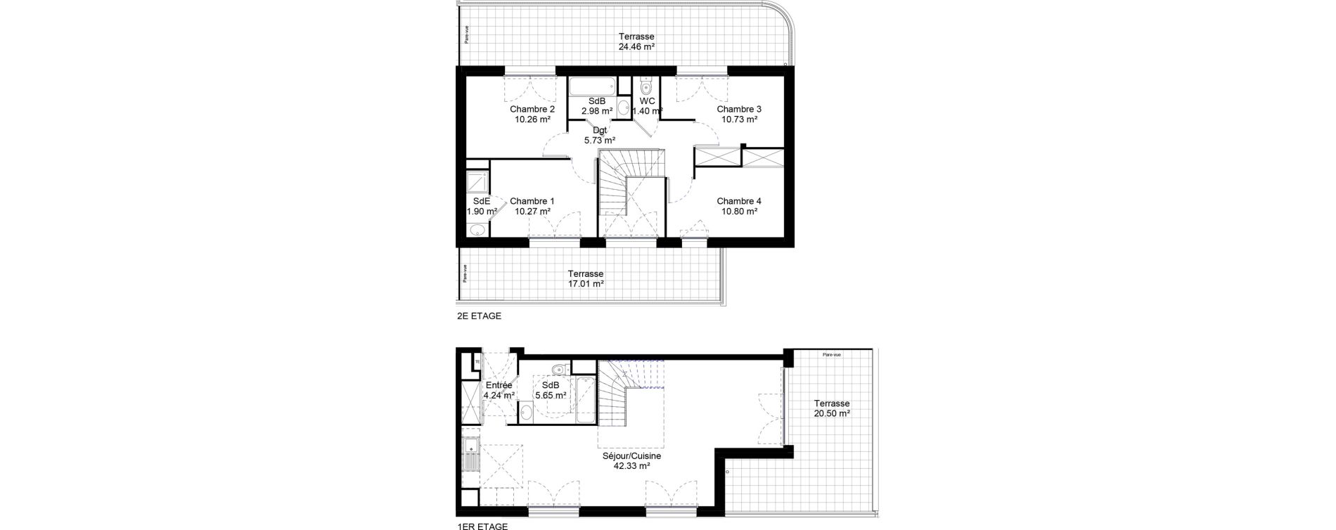 Duplex T5 de 106,29 m2 &agrave; Jouy-Le-Moutier L hautiloise