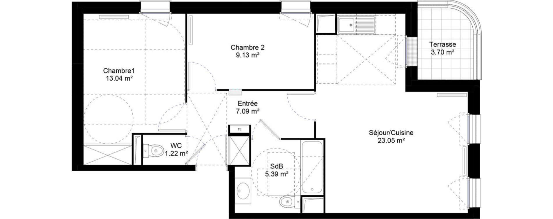 Appartement T3 de 58,92 m2 &agrave; Jouy-Le-Moutier L hautiloise