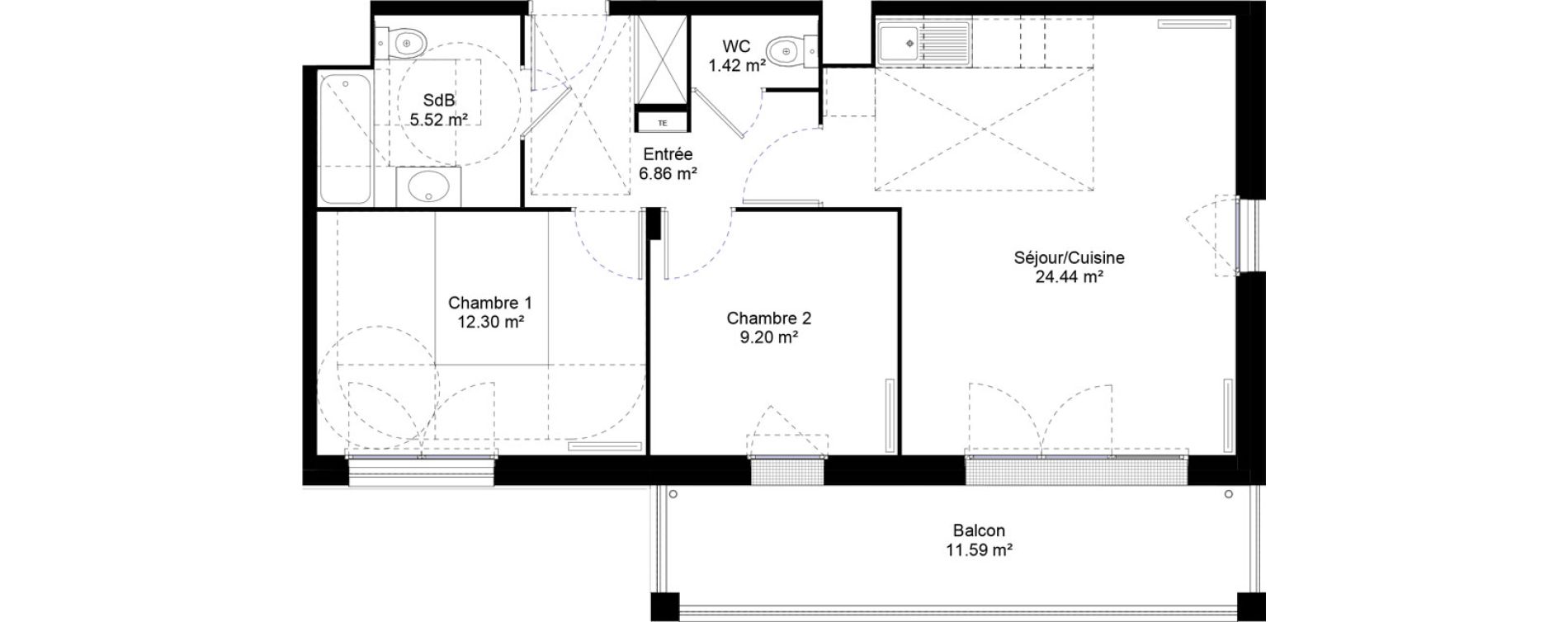 Appartement T3 de 59,74 m2 &agrave; Jouy-Le-Moutier L hautiloise