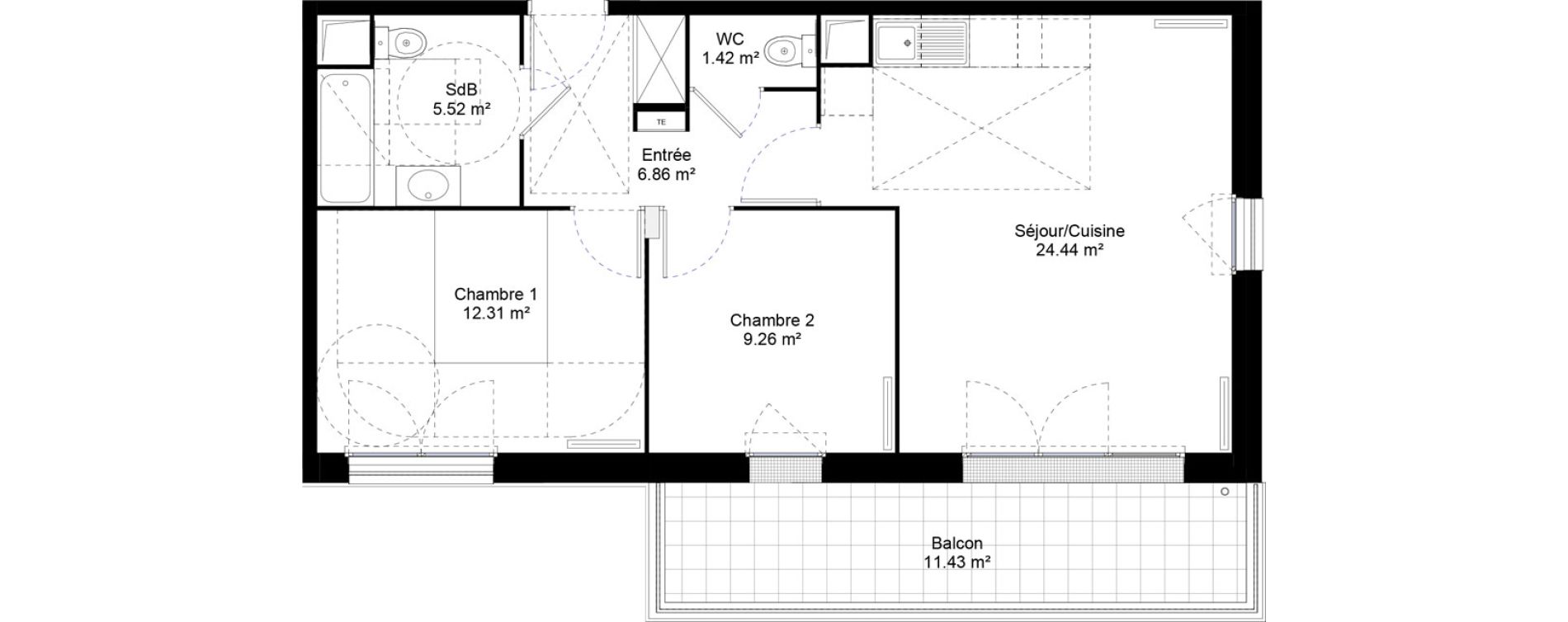 Appartement T3 de 59,81 m2 &agrave; Jouy-Le-Moutier L hautiloise