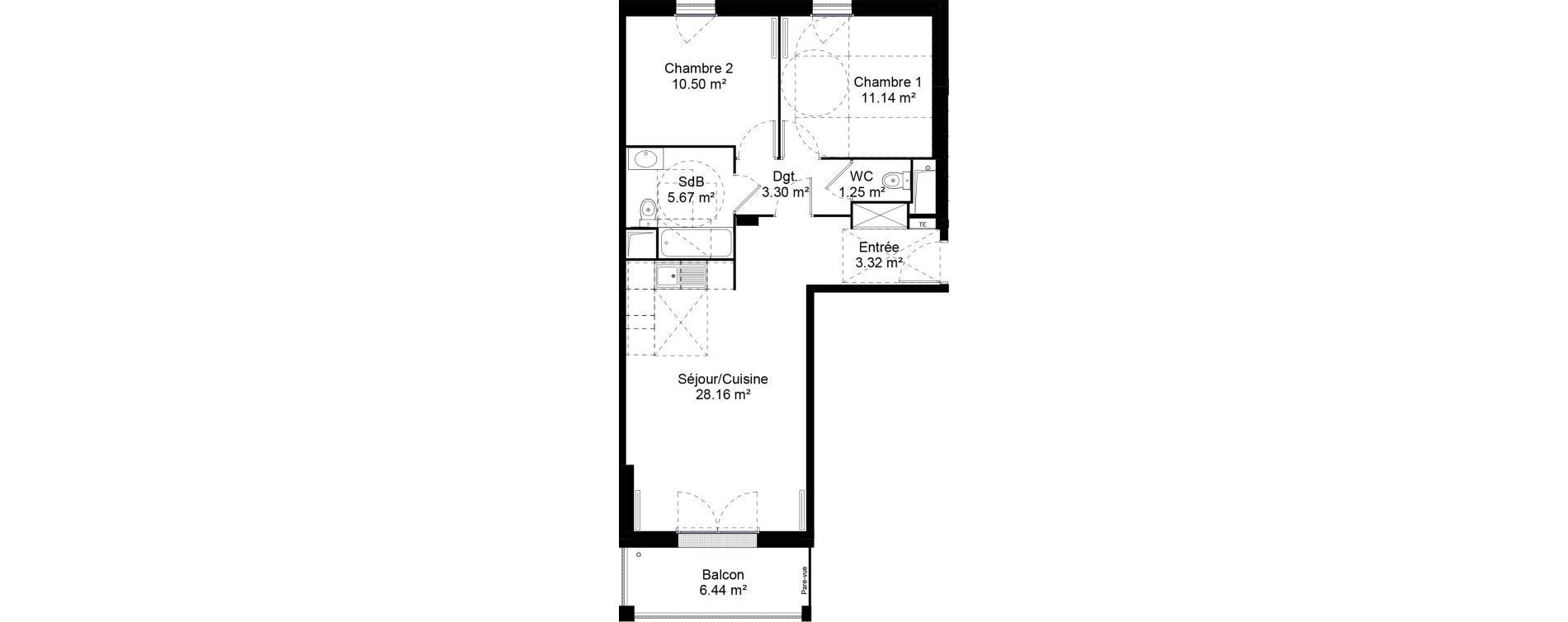 Appartement T3 de 63,34 m2 &agrave; Jouy-Le-Moutier L hautiloise