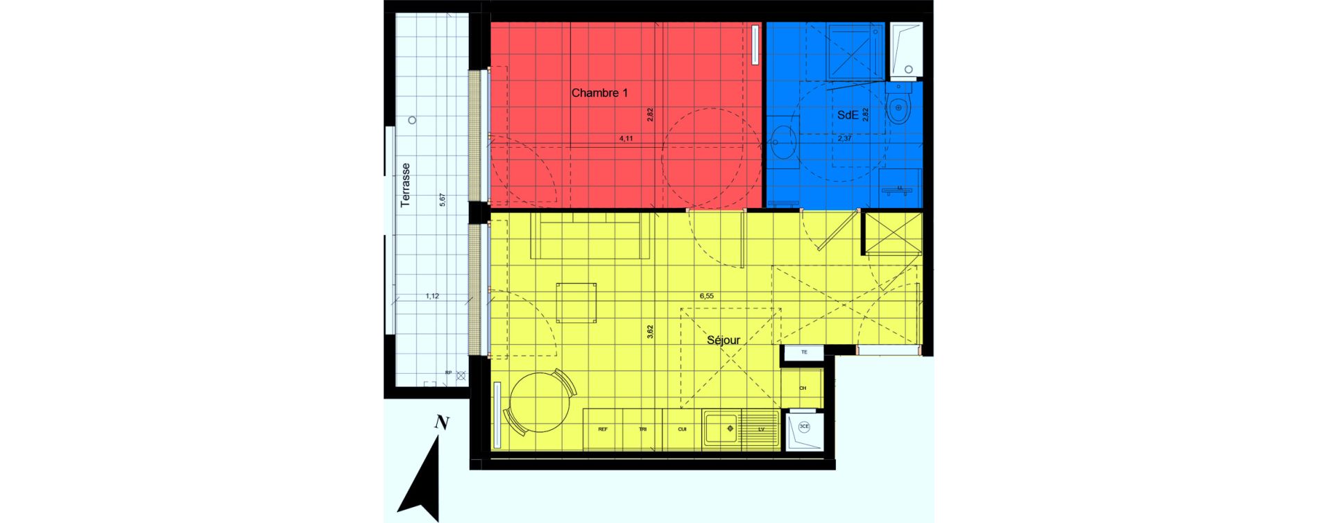 Appartement T2 de 38,34 m2 &agrave; Jouy-Le-Moutier Centre