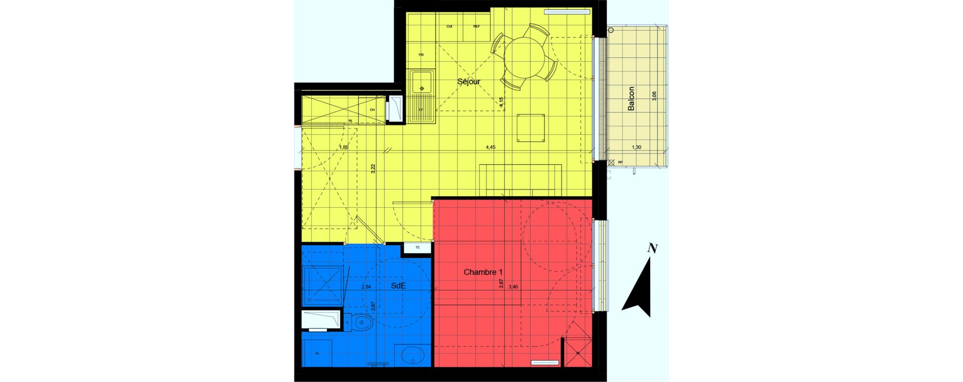 Appartement T3 de 43,97 m2 &agrave; Jouy-Le-Moutier Centre