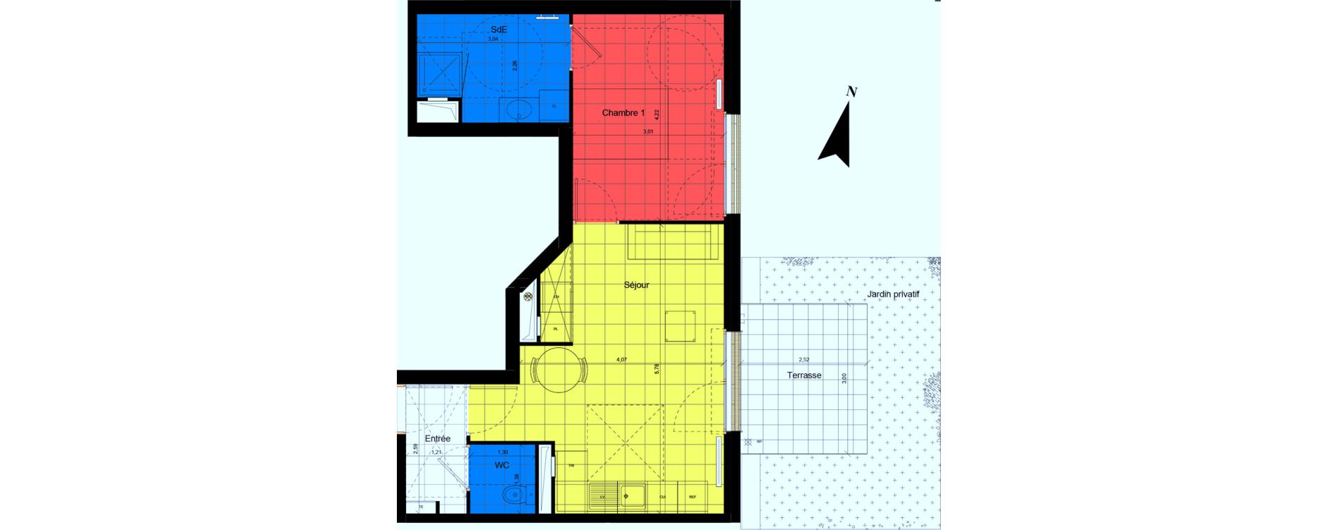 Appartement T2 de 45,48 m2 &agrave; Jouy-Le-Moutier Centre