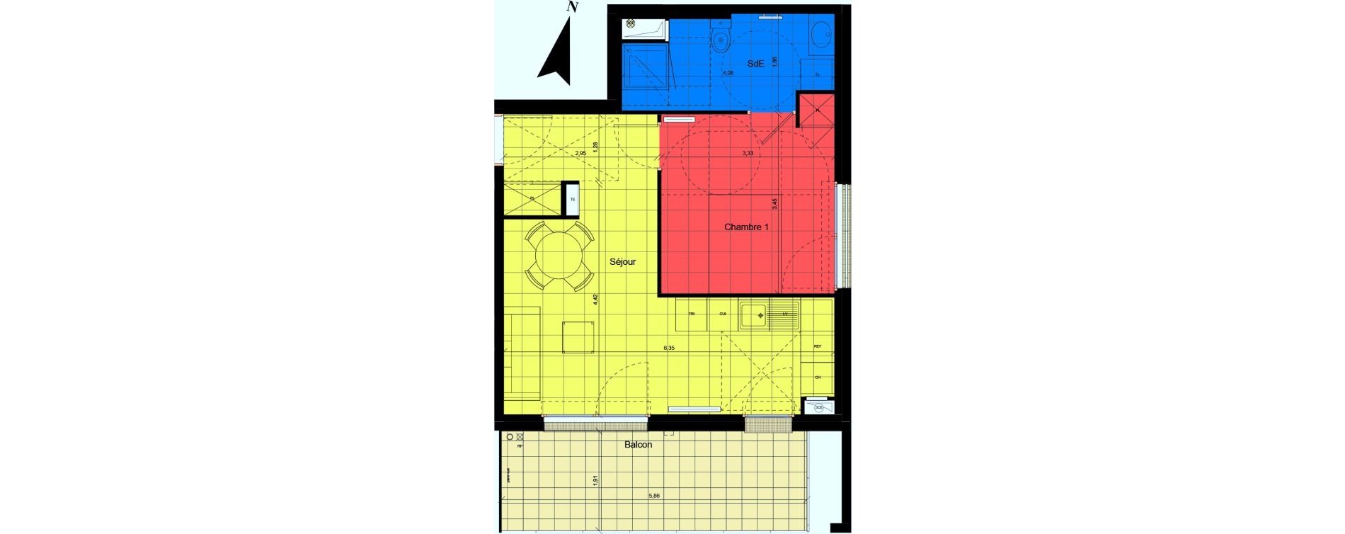 Appartement T2 de 42,42 m2 &agrave; Jouy-Le-Moutier Centre