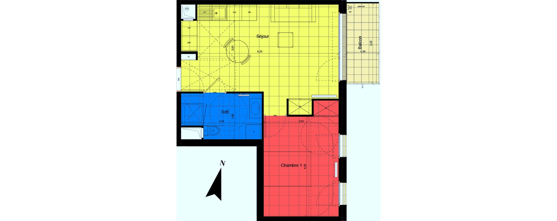 Appartement T2 de 42,13 m2 &agrave; Jouy-Le-Moutier Centre