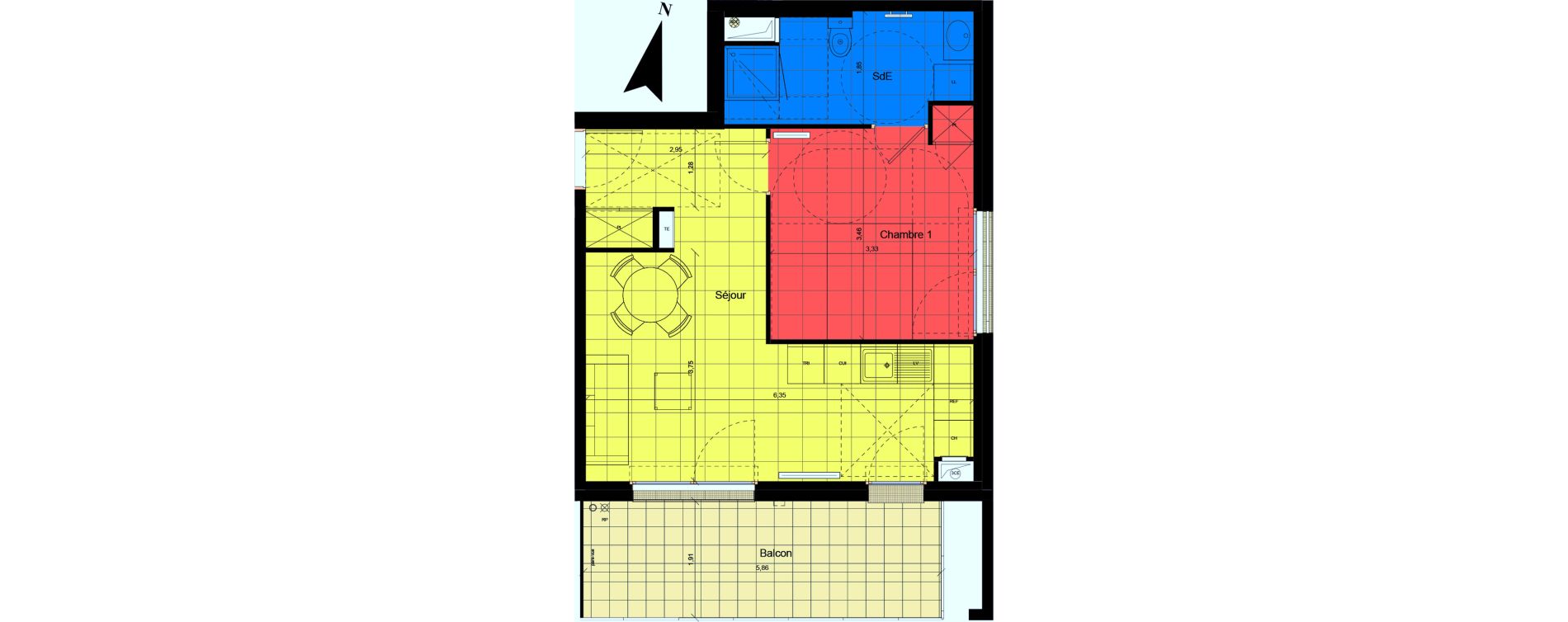 Appartement T2 de 42,49 m2 &agrave; Jouy-Le-Moutier Centre