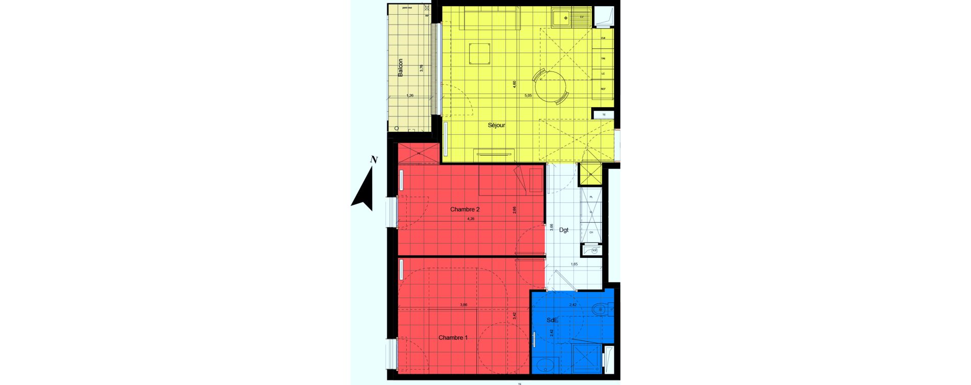 Appartement T3 de 59,62 m2 &agrave; Jouy-Le-Moutier Centre
