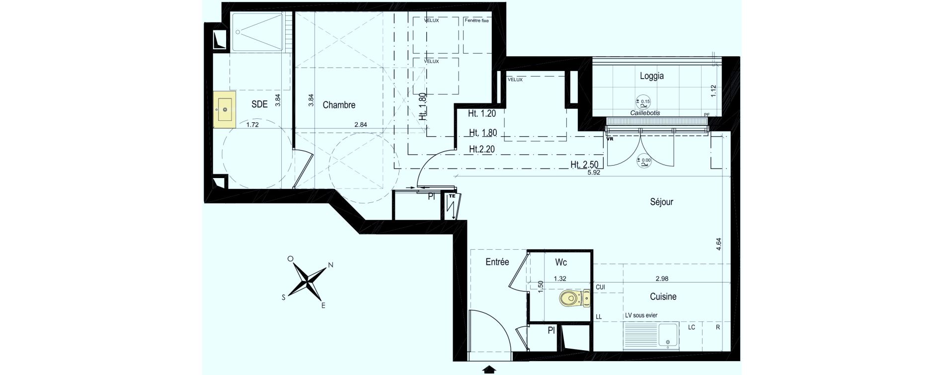 Appartement T2 de 45,35 m2 au Plessis-Bouchard Centre