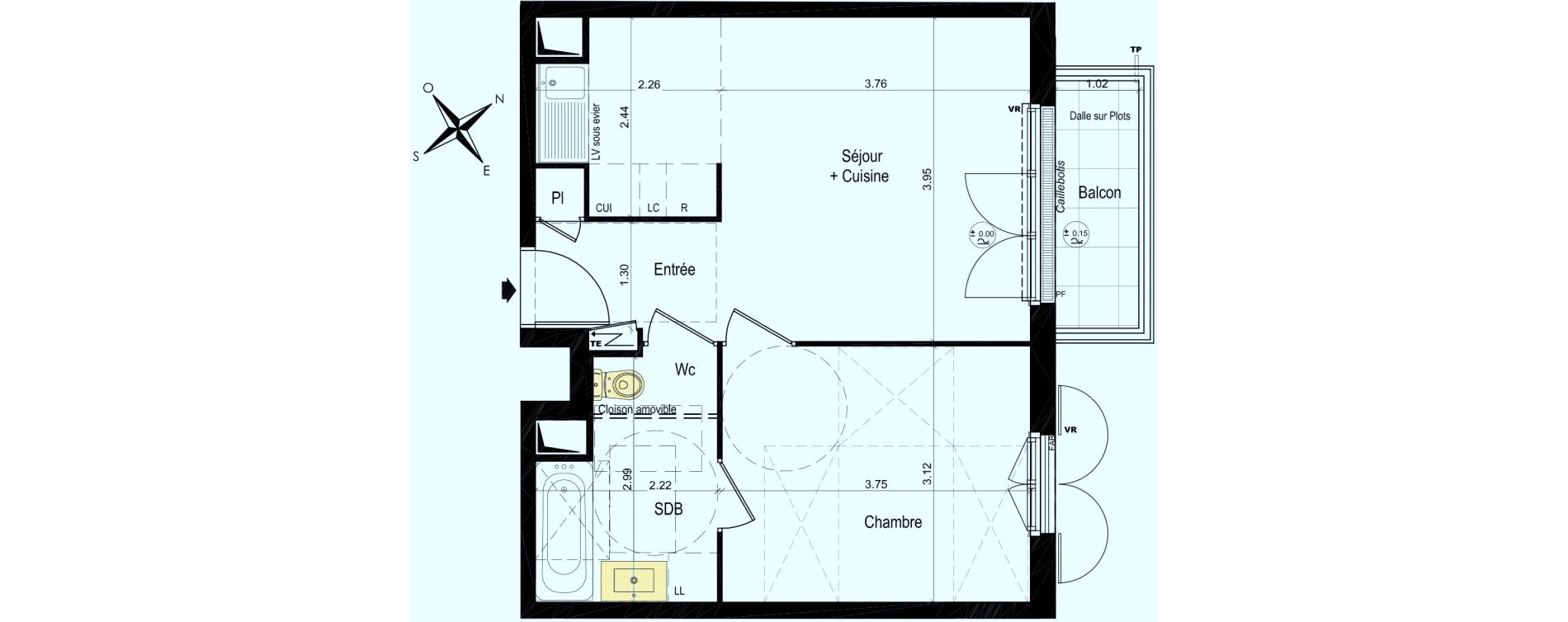 Appartement T2 de 40,54 m2 au Plessis-Bouchard Centre