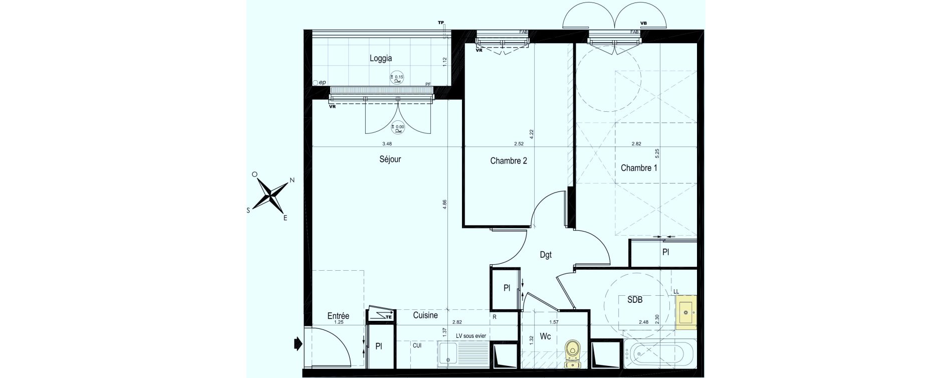 Appartement T3 de 60,11 m2 au Plessis-Bouchard Centre