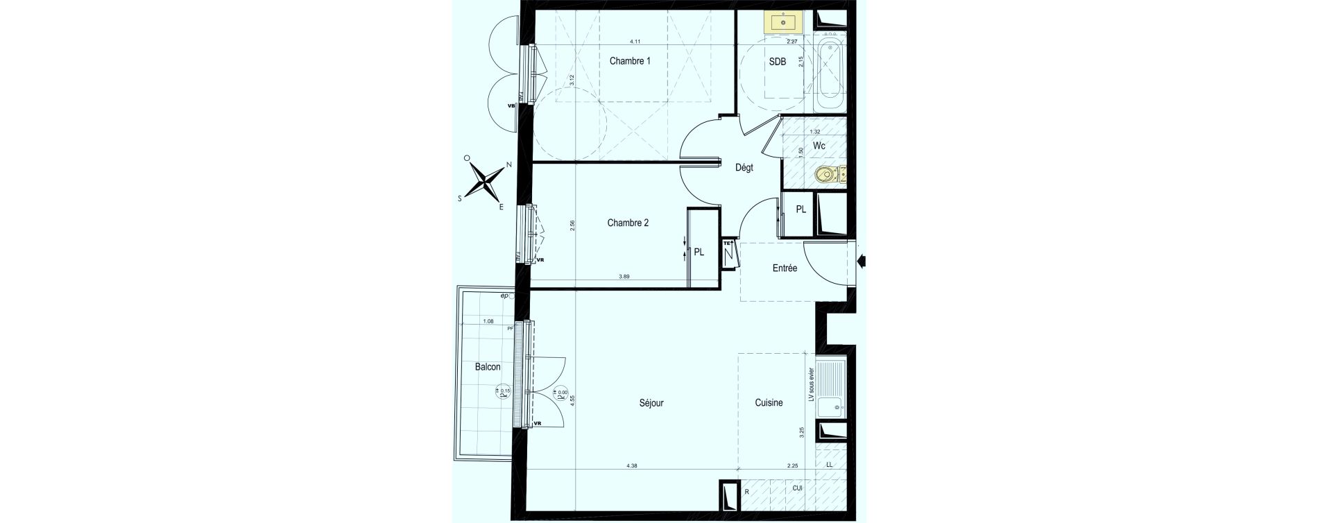 Appartement T3 de 63,85 m2 au Plessis-Bouchard Centre