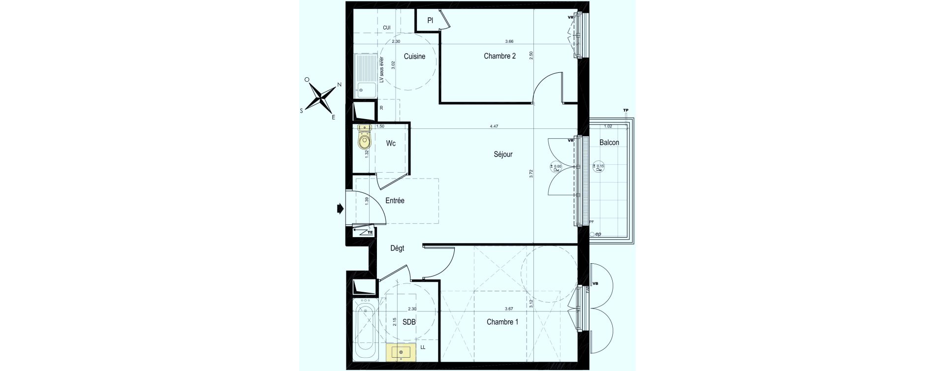 Appartement T3 de 54,12 m2 au Plessis-Bouchard Centre