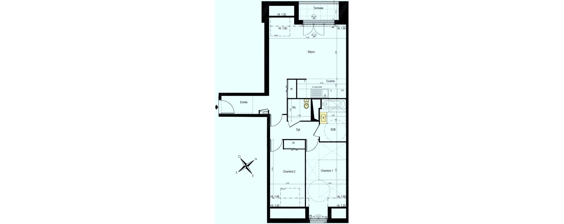 Appartement T3 de 68,04 m2 au Plessis-Bouchard Centre