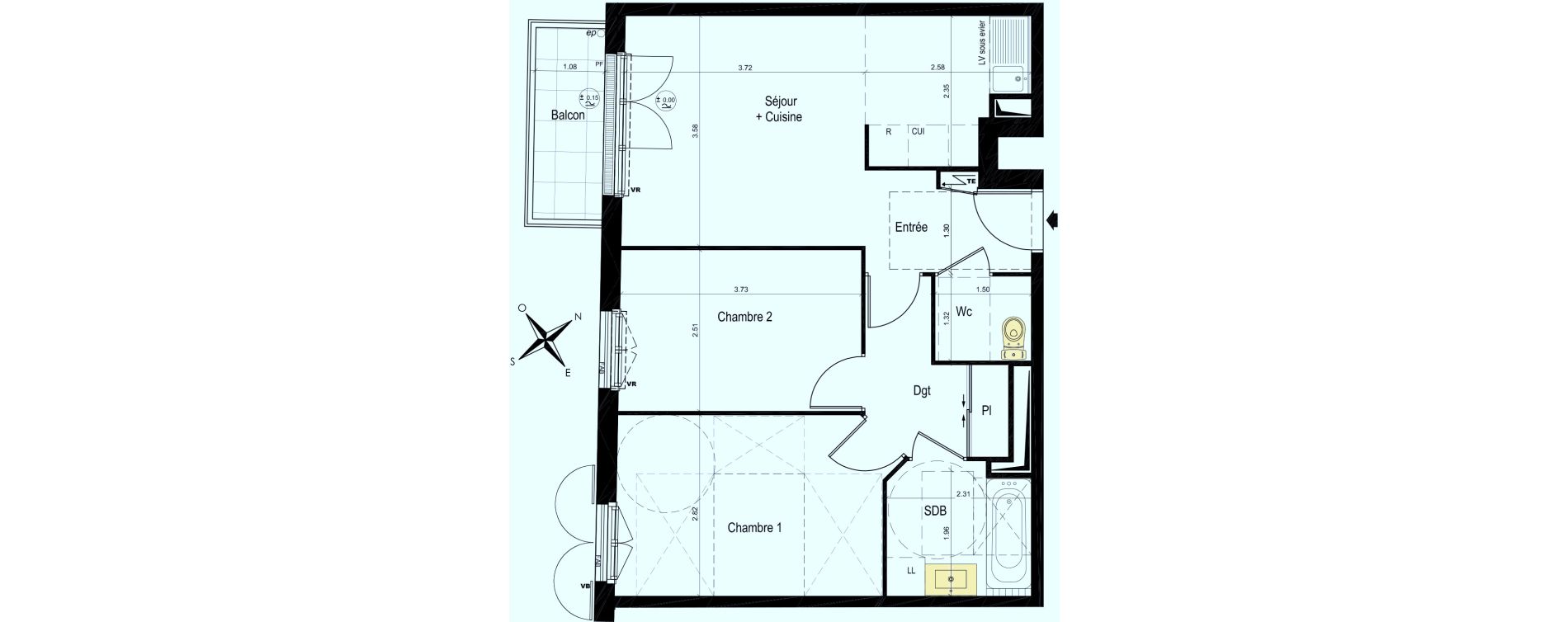 Appartement T3 de 54,31 m2 au Plessis-Bouchard Centre