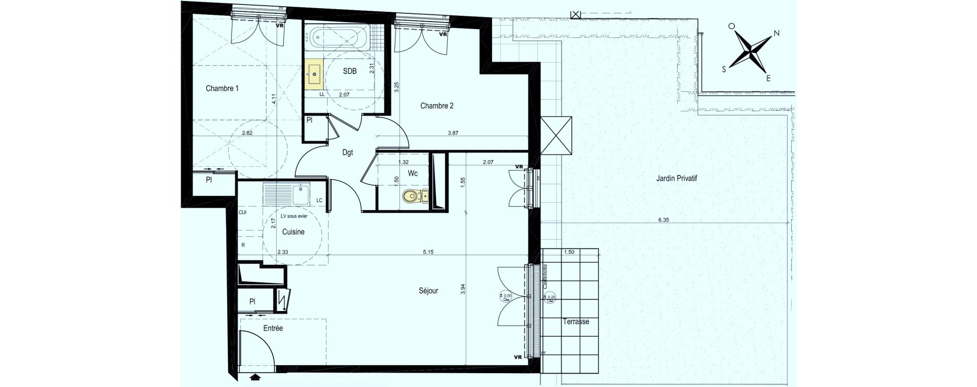 Appartement T3 de 66,59 m2 au Plessis-Bouchard Centre