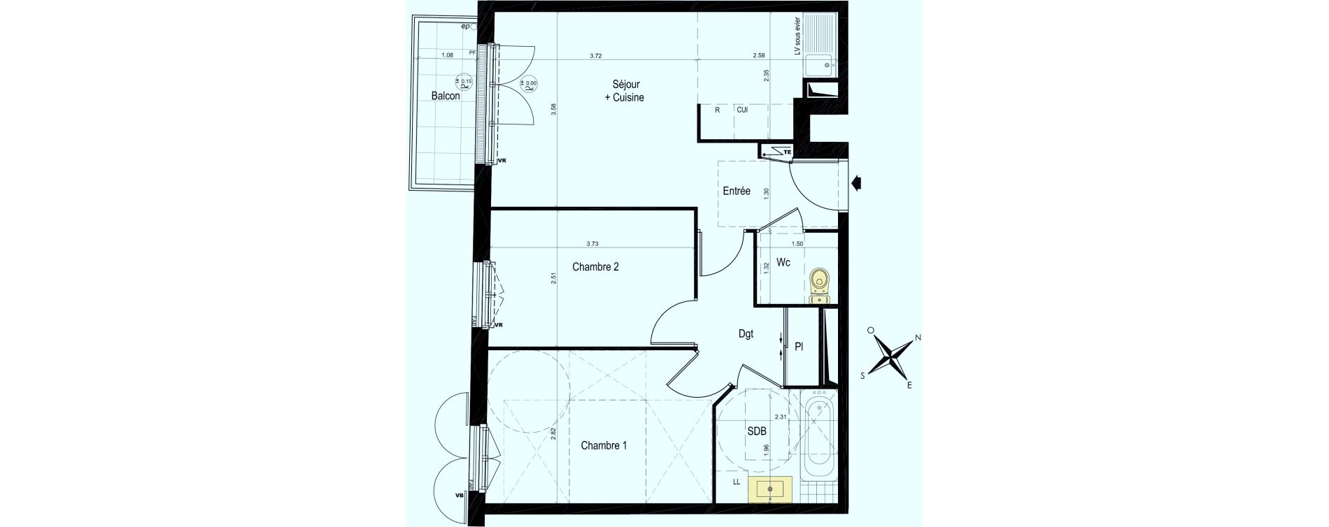 Appartement T3 de 54,50 m2 au Plessis-Bouchard Centre