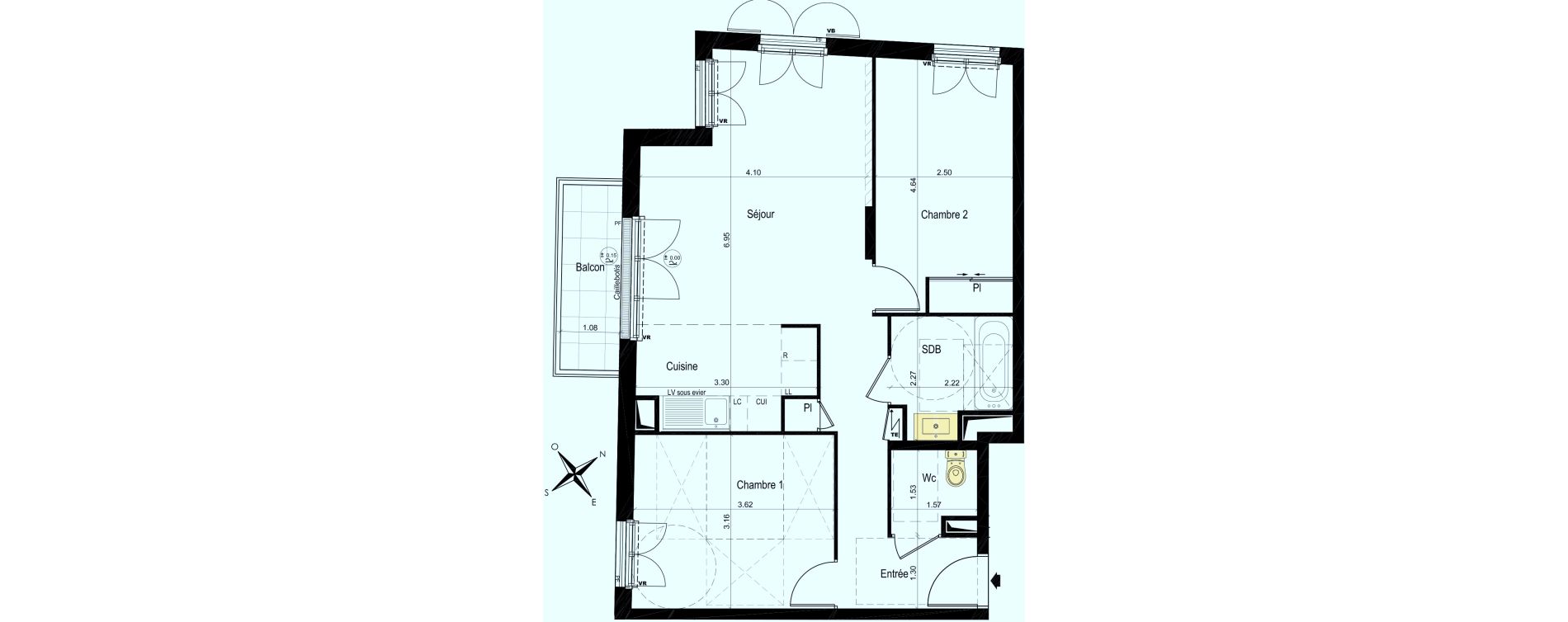Appartement T3 de 61,51 m2 au Plessis-Bouchard Centre