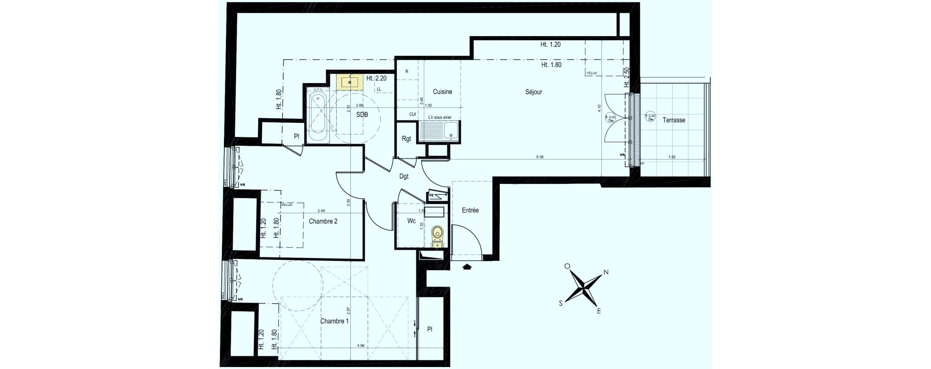 Appartement T3 de 64,98 m2 au Plessis-Bouchard Centre