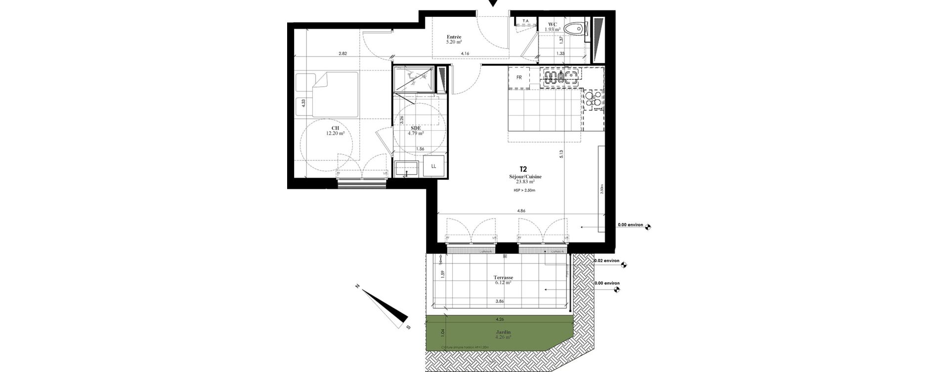 Appartement T2 de 47,95 m2 au Plessis-Bouchard Centre
