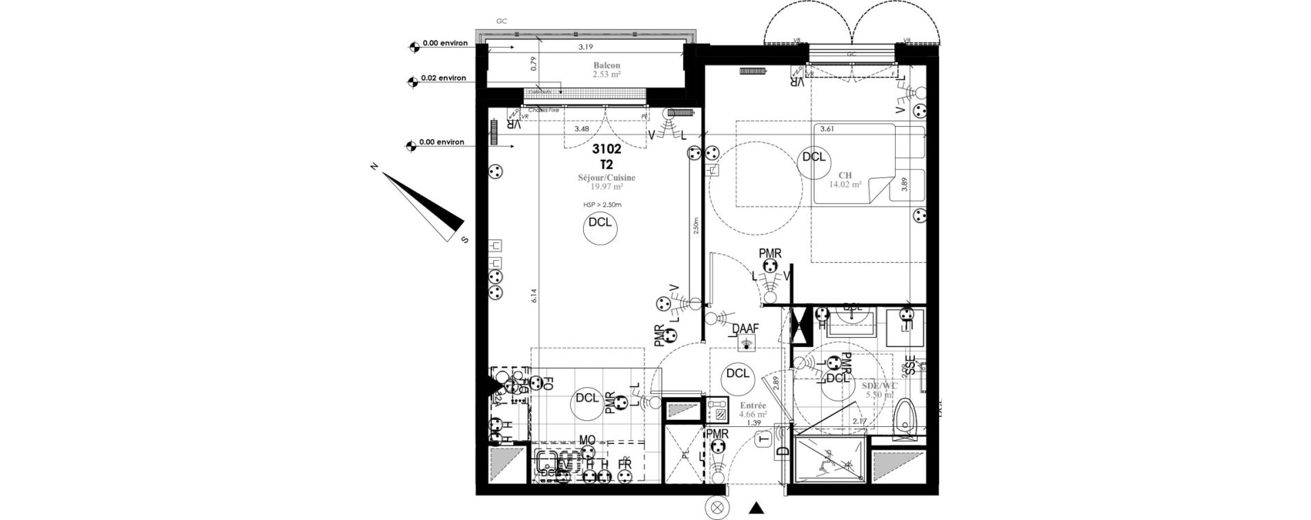 Appartement T2 de 43,95 m2 au Plessis-Bouchard Centre