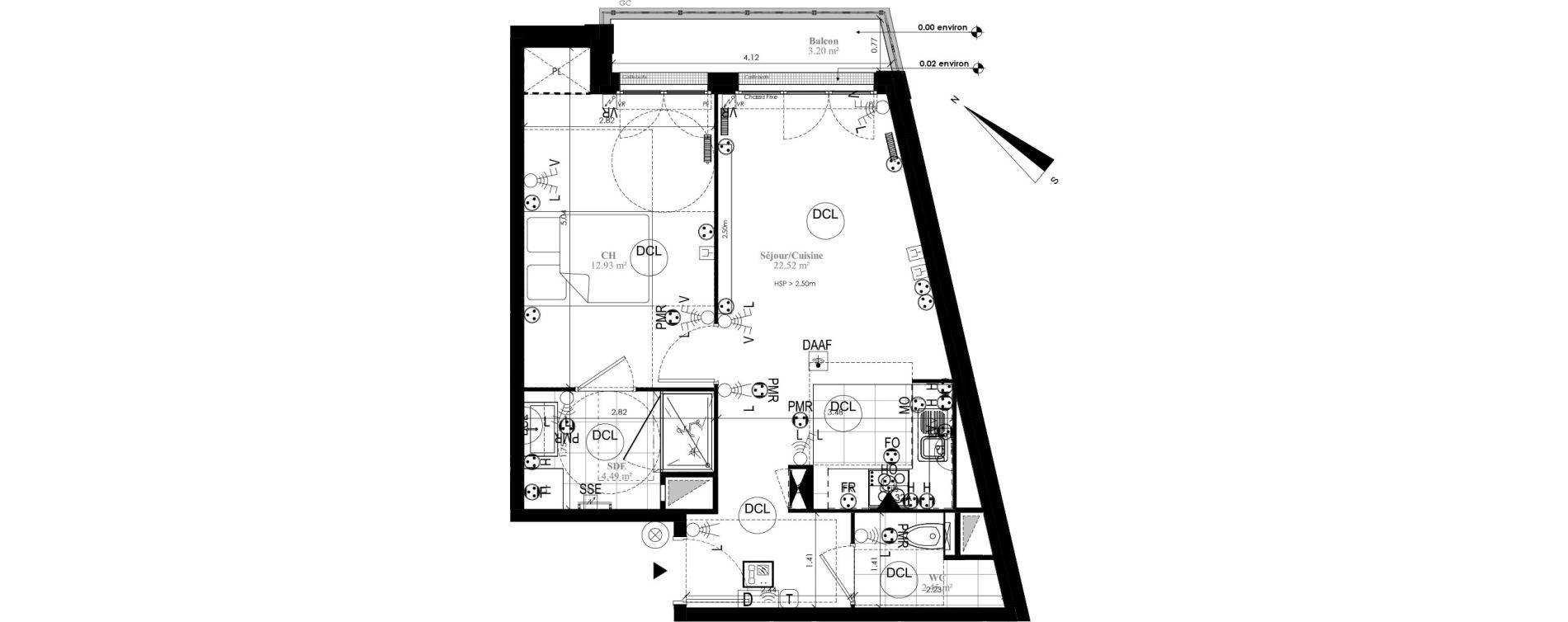 Appartement T2 de 42,39 m2 au Plessis-Bouchard Centre