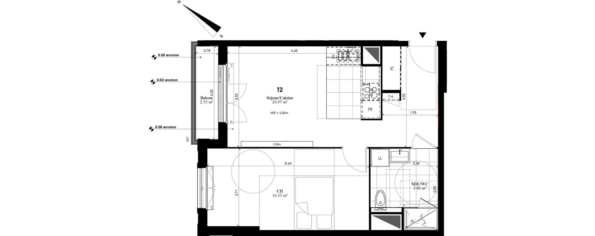 Appartement T2 de 47,12 m2 au Plessis-Bouchard Centre