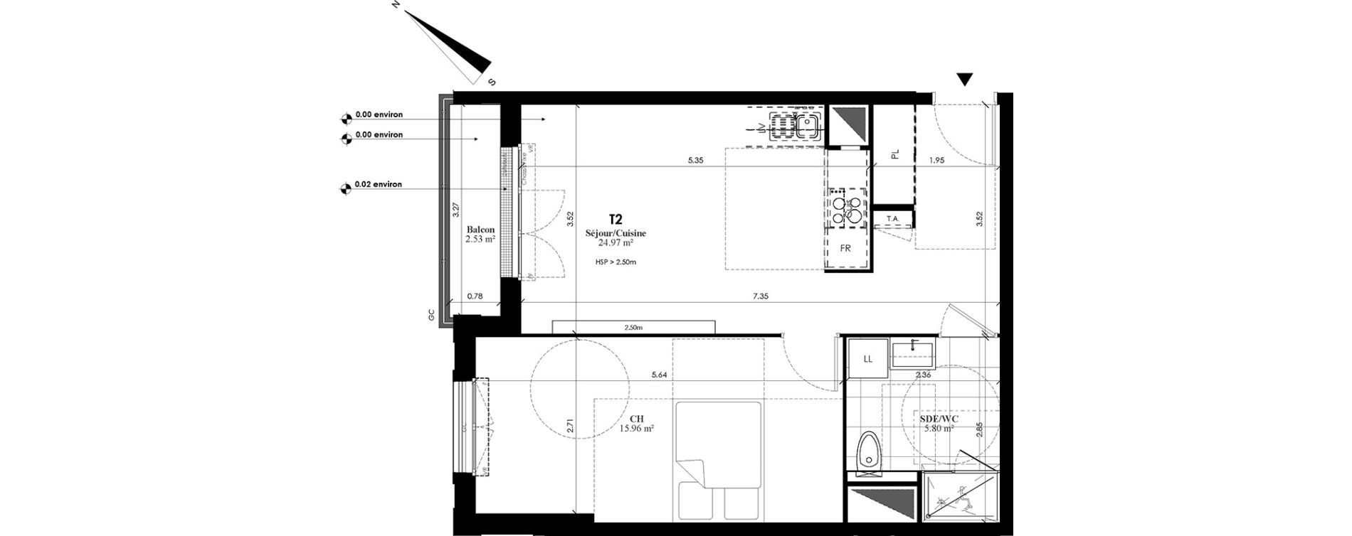 Appartement T2 de 46,73 m2 au Plessis-Bouchard Centre