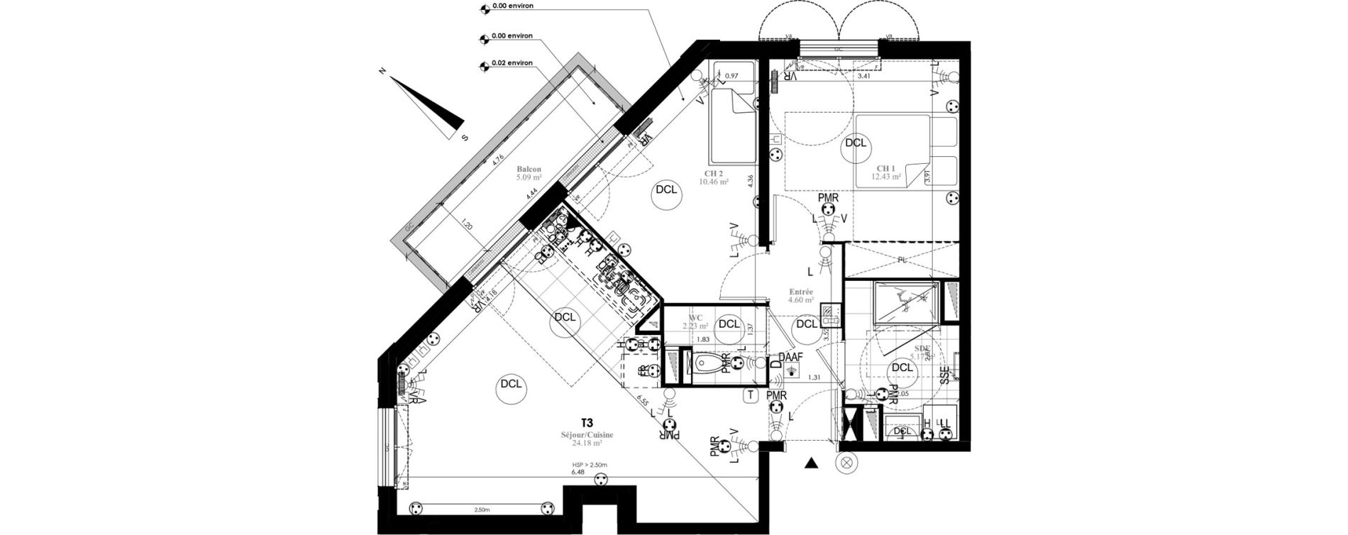 Appartement T3 de 59,07 m2 au Plessis-Bouchard Centre