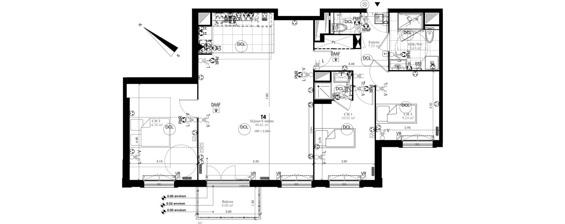 Appartement T4 de 91,25 m2 au Plessis-Bouchard Centre
