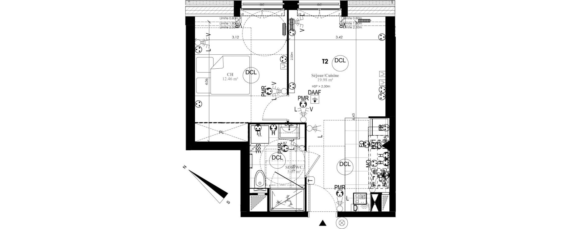 Appartement T2 de 37,45 m2 au Plessis-Bouchard Centre