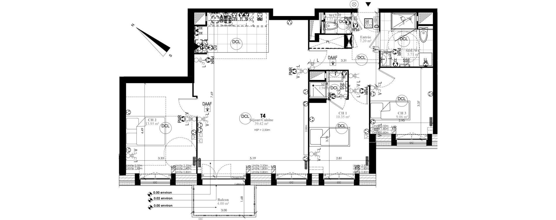 Appartement T4 de 88,85 m2 au Plessis-Bouchard Centre