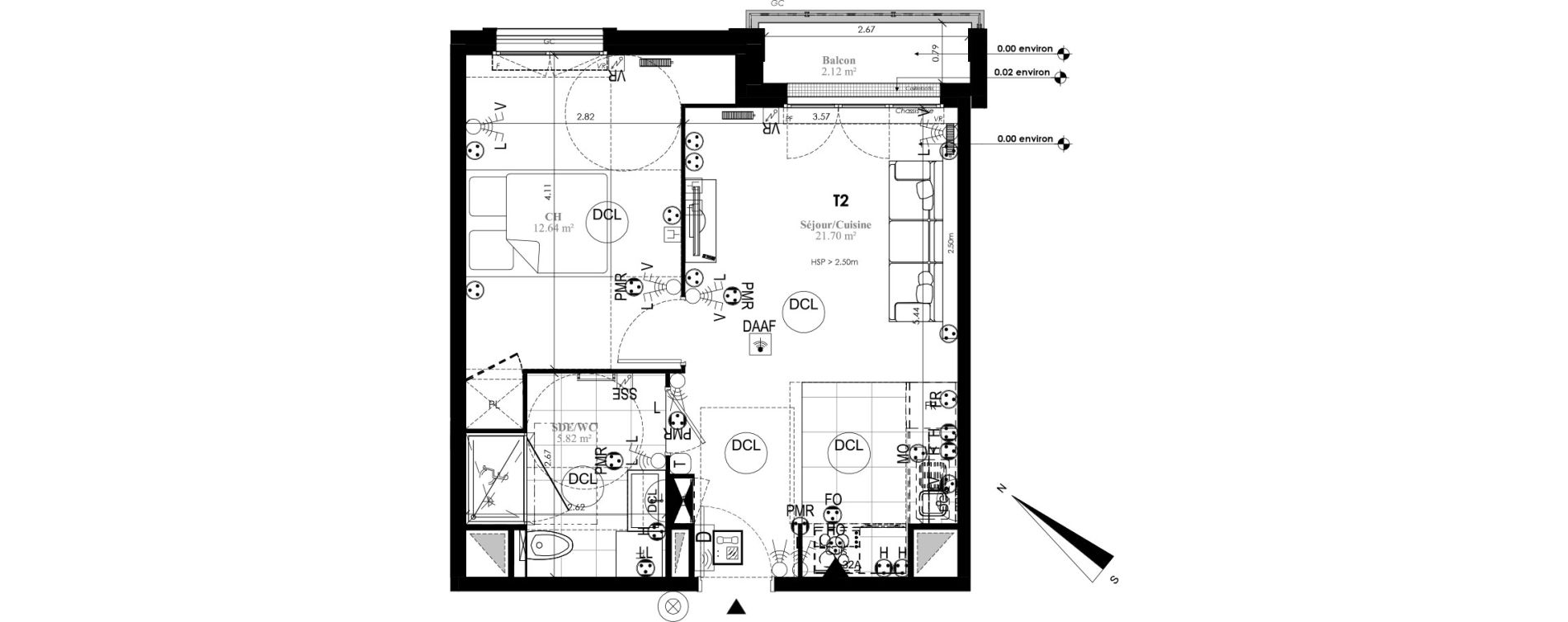 Appartement T2 de 40,16 m2 au Plessis-Bouchard Centre