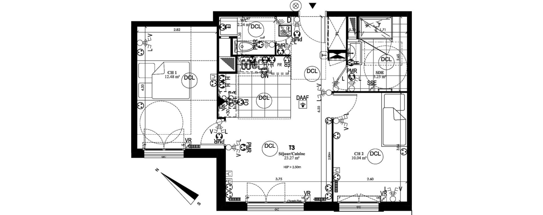 Appartement T3 de 53,28 m2 au Plessis-Bouchard Centre