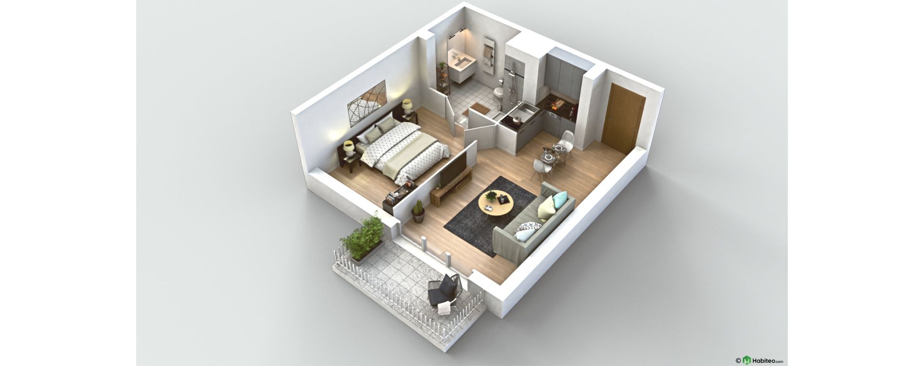 Appartement T2 de 36,61 m2 au Plessis-Bouchard Centre