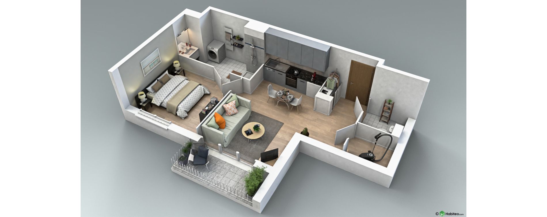 Appartement T2 de 42,92 m2 au Plessis-Bouchard Centre