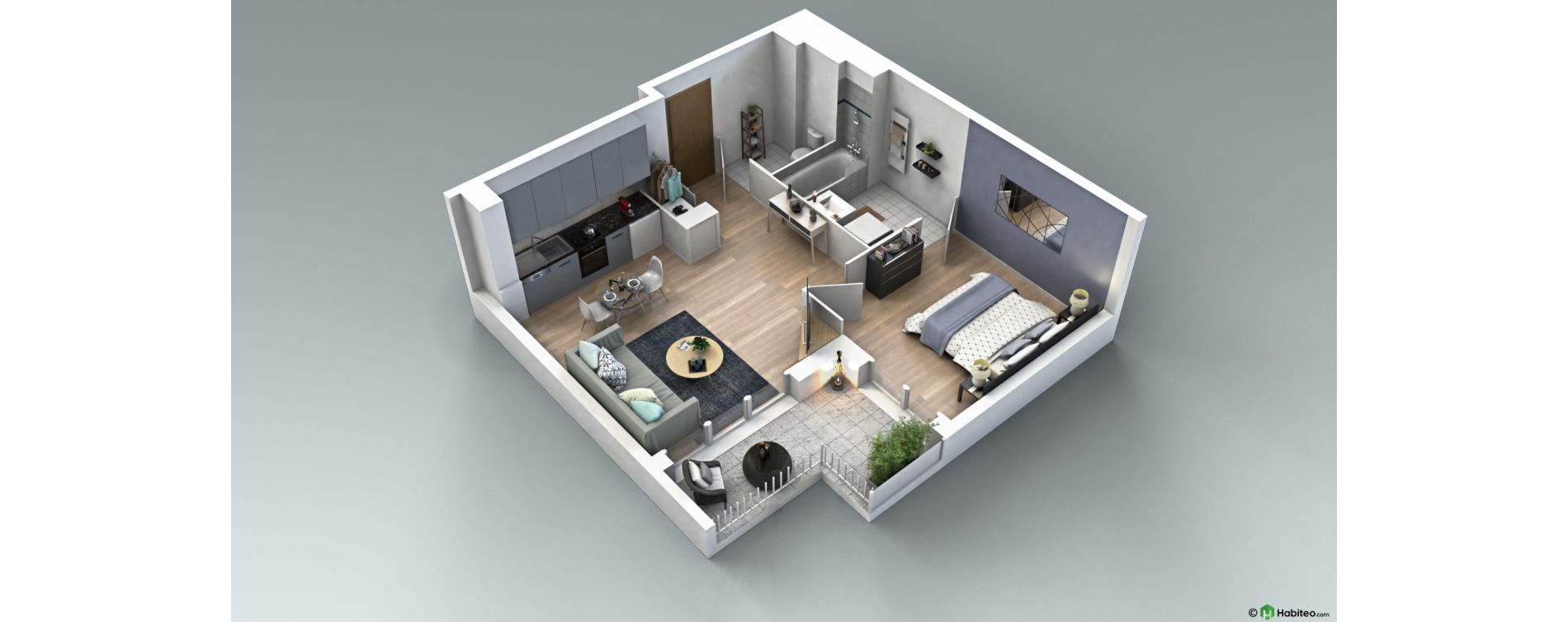 Appartement T2 de 41,70 m2 au Plessis-Bouchard Centre