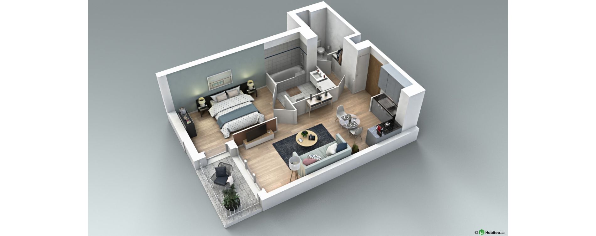 Appartement T2 de 44,10 m2 au Plessis-Bouchard Centre