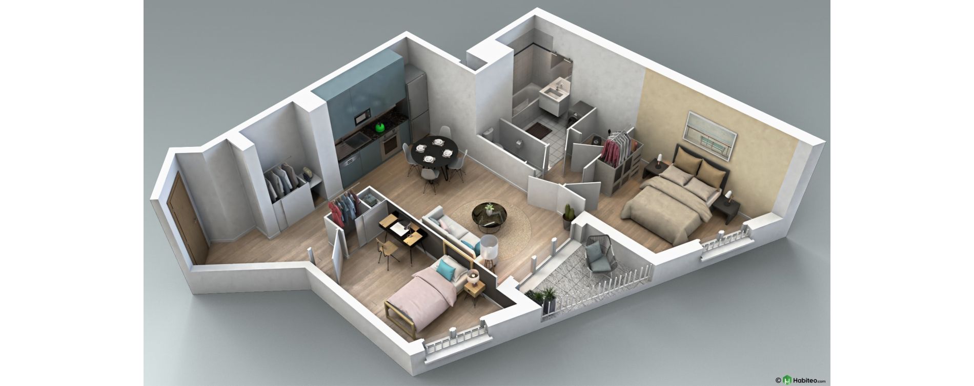 Appartement T3 de 60,23 m2 au Plessis-Bouchard Centre