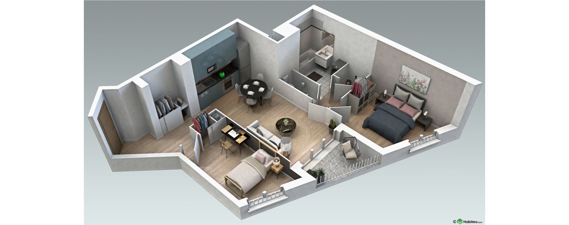 Appartement T3 de 60,23 m2 au Plessis-Bouchard Centre