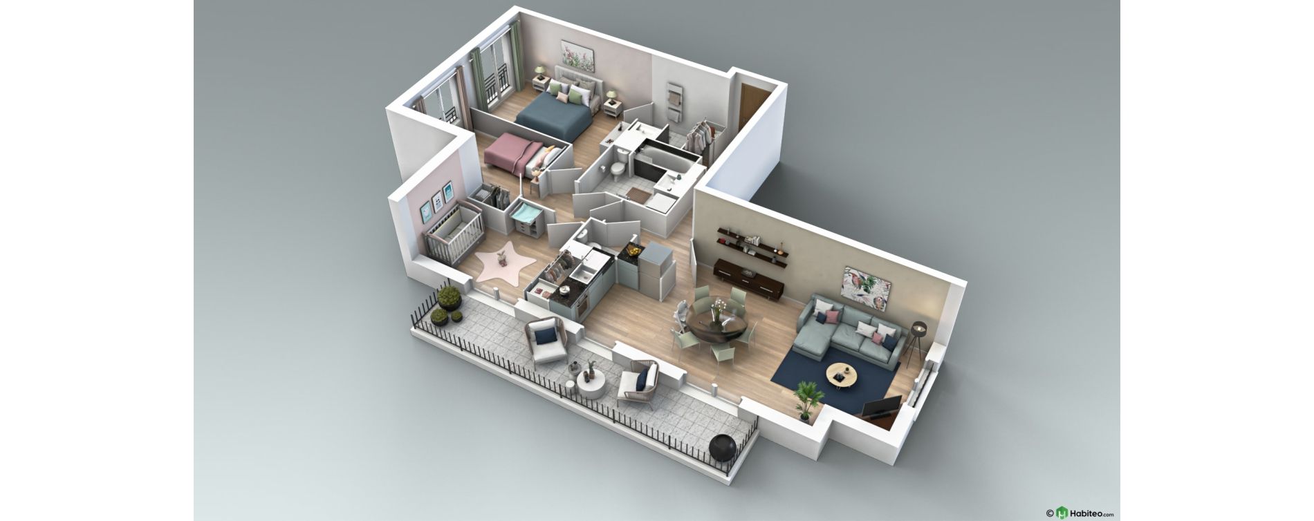 Appartement T4 de 80,57 m2 au Plessis-Bouchard Centre