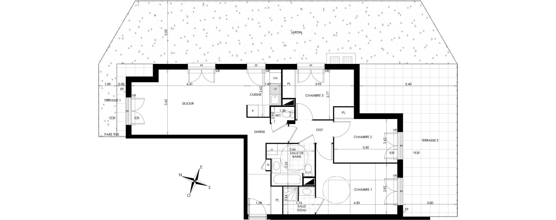 Appartement T4 de 79,39 m2 au Plessis-Bouchard Centre