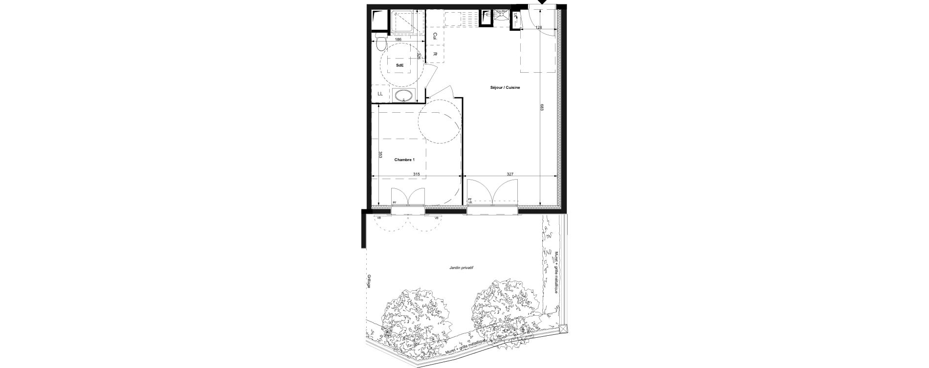 Appartement T2 de 42,55 m2 au Plessis-Bouchard Centre
