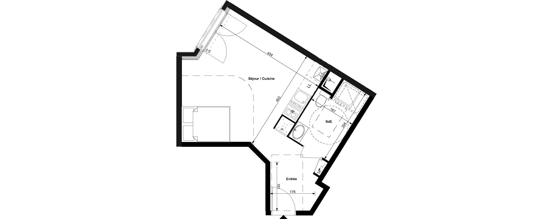Appartement T1 de 30,70 m2 au Plessis-Bouchard Centre