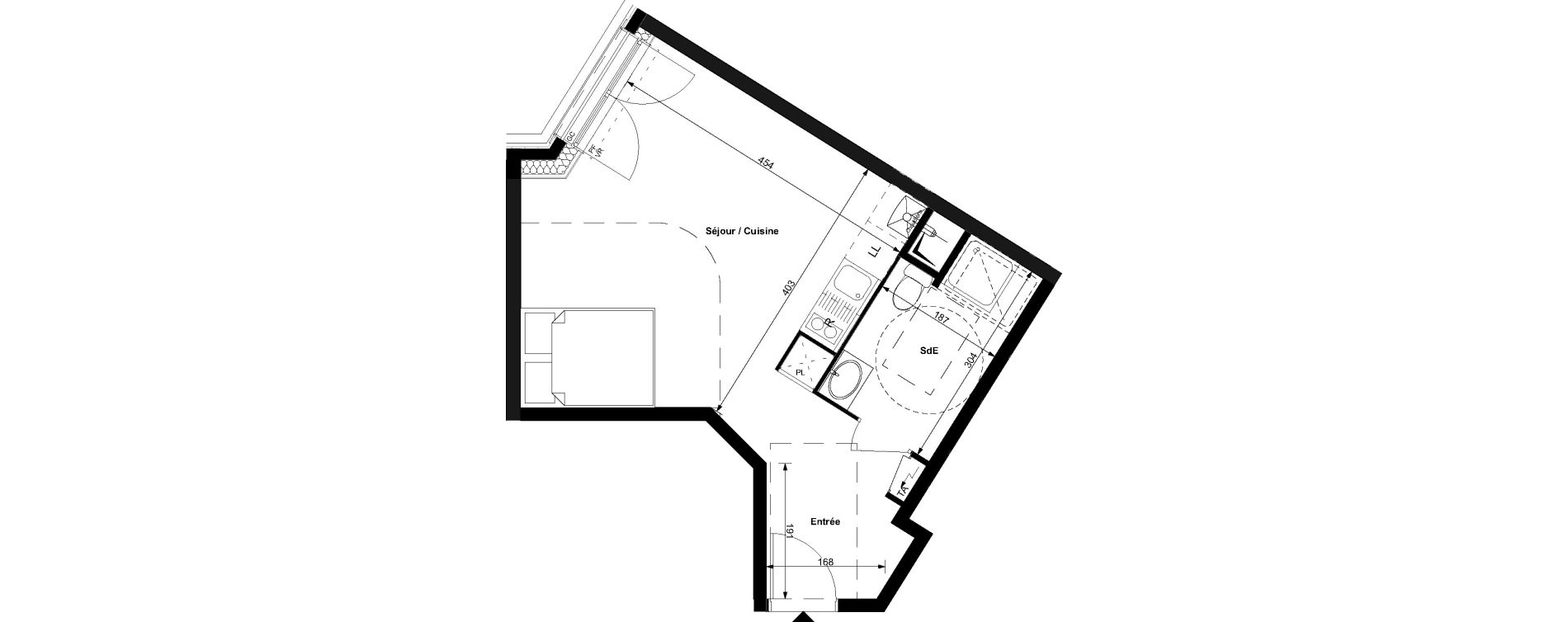 Appartement T1 de 30,70 m2 au Plessis-Bouchard Centre