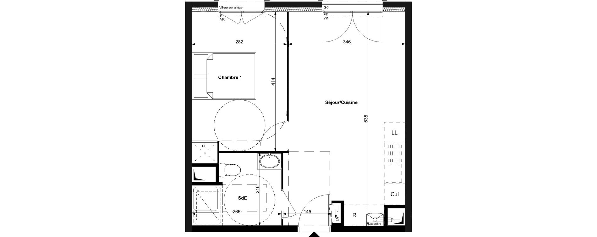 Appartement T2 de 38,60 m2 au Plessis-Bouchard Centre